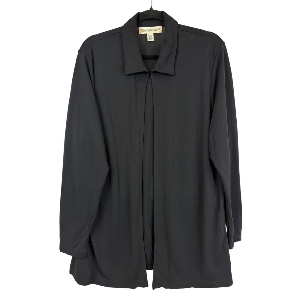 Vintage Norm Thompson Black Lightweight Single Hook Blazer Size XL
